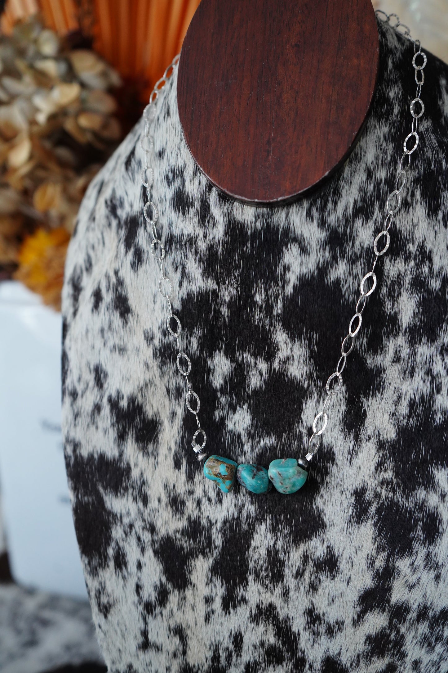 Turquoise 3 Stone Necklaces - 18”