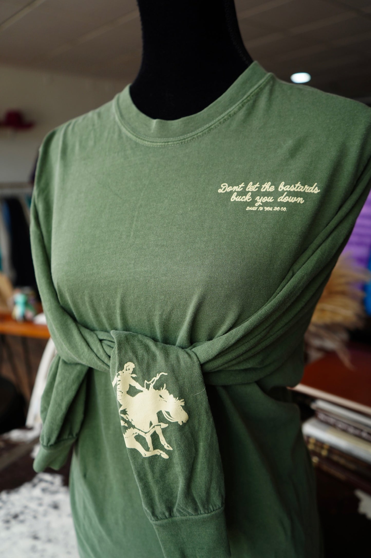 Olive Bucked Down - Comfort Colors Long Sleeve