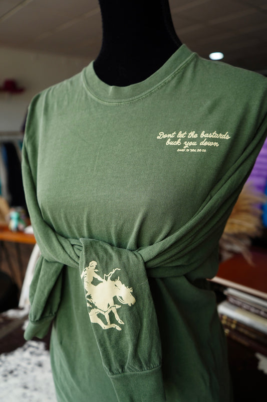 Olive Bucked Down - Comfort Colors Long Sleeve