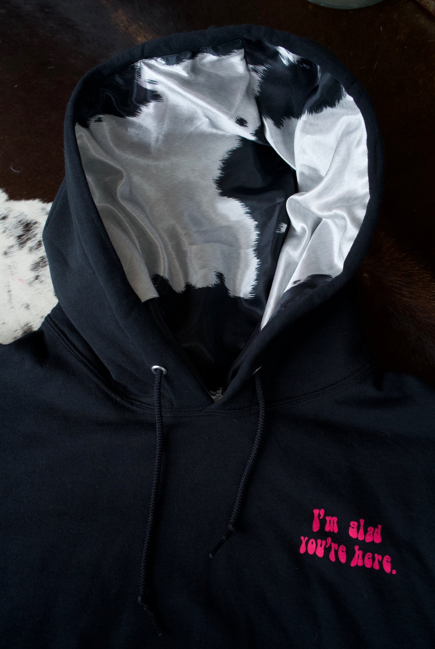 Glad You’re Here Satin Lined Hoodies
