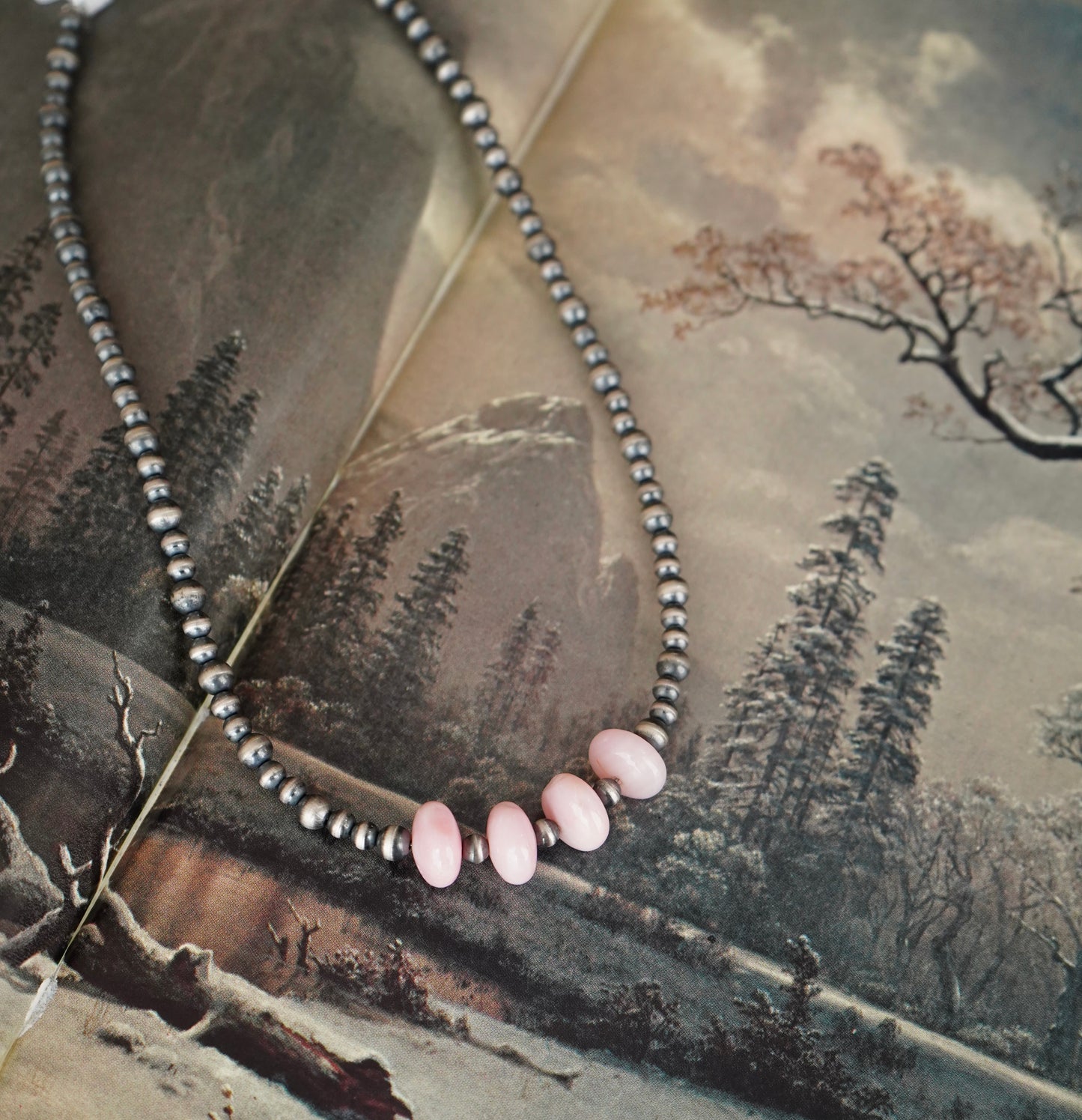 Sterling Silver Pearls & Pink Conch Necklace - 16”