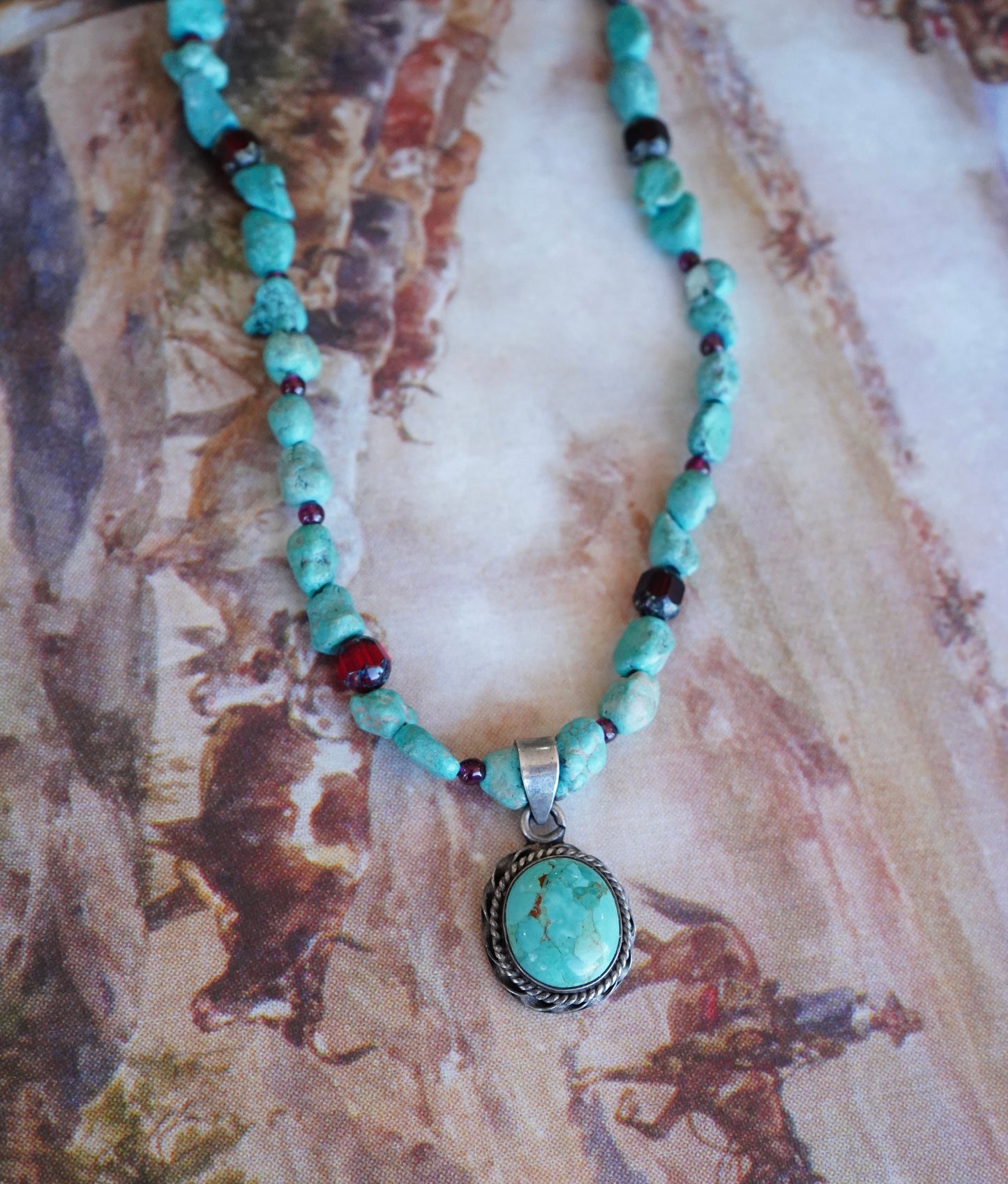 Vintage Chunky Raw Turquoise Necklace