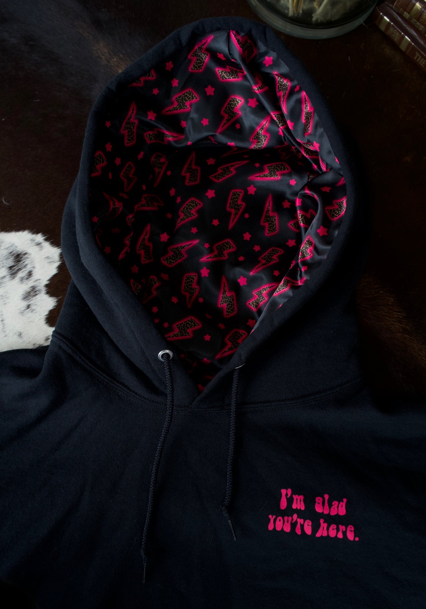 Glad You’re Here Satin Lined Hoodies