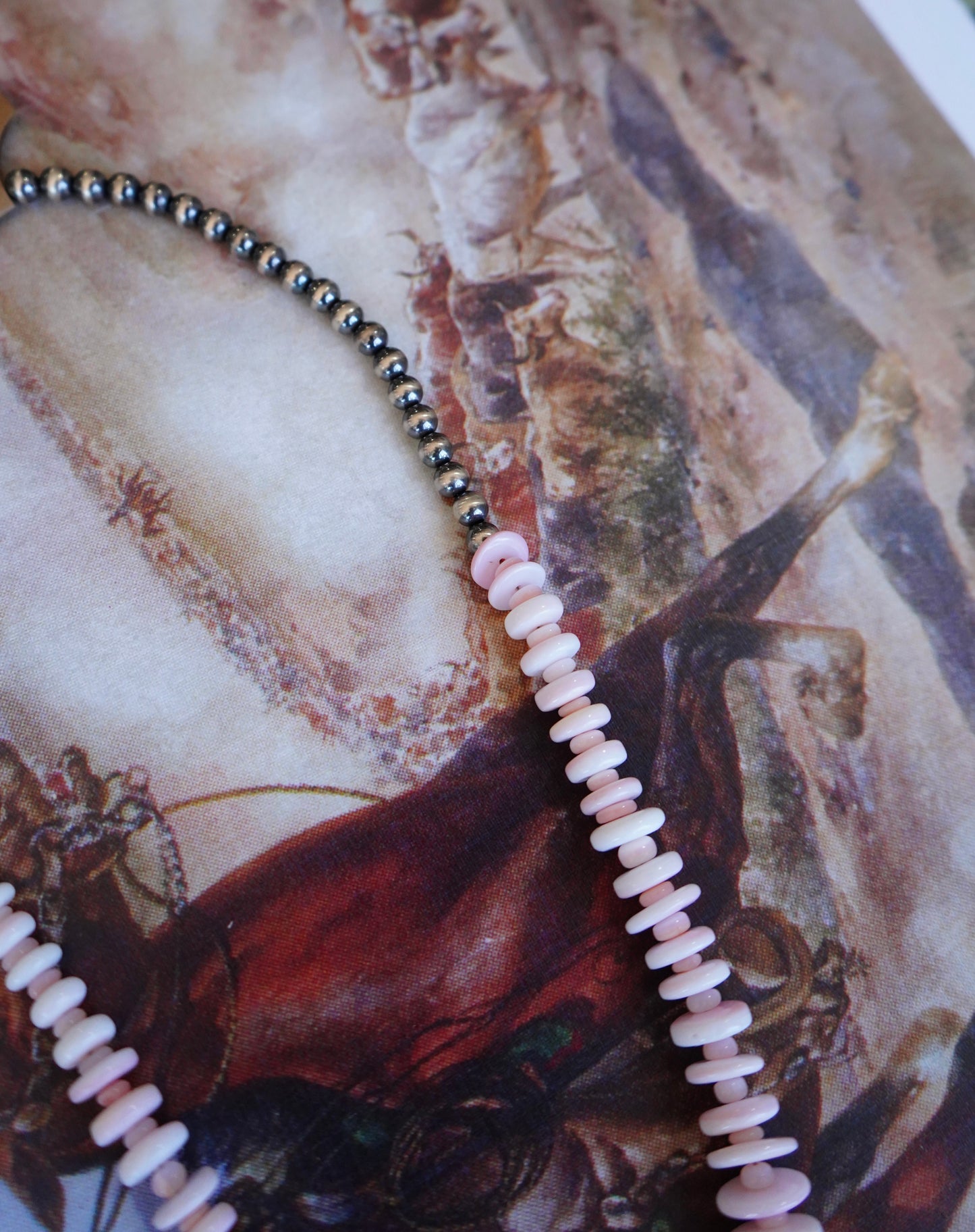 Pink Conch Beaded Statement Necklace - 20”