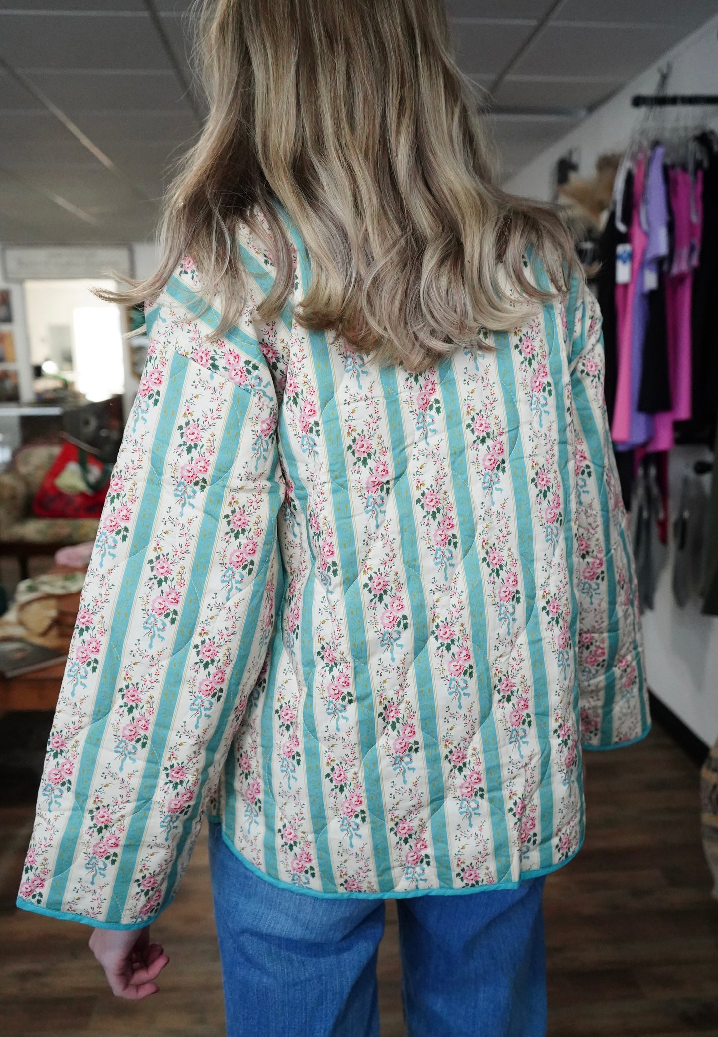 Daisy Quilted Open-Front Jacket