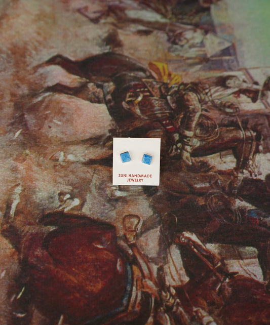 Dainty Zuni Turquoise Square Stud Earrings