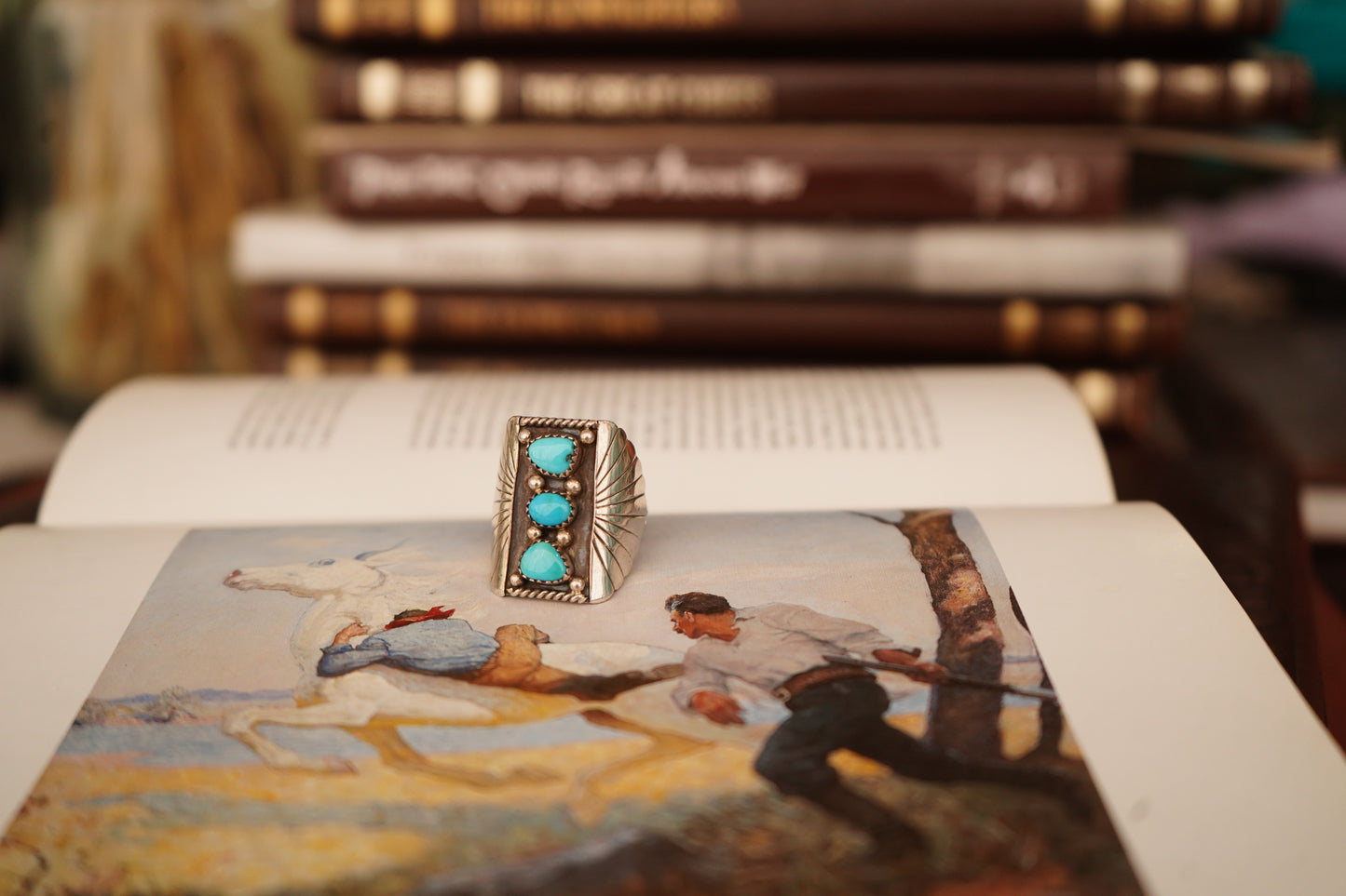 Vintage Turquoise 3 Stone Ring - SZ 12