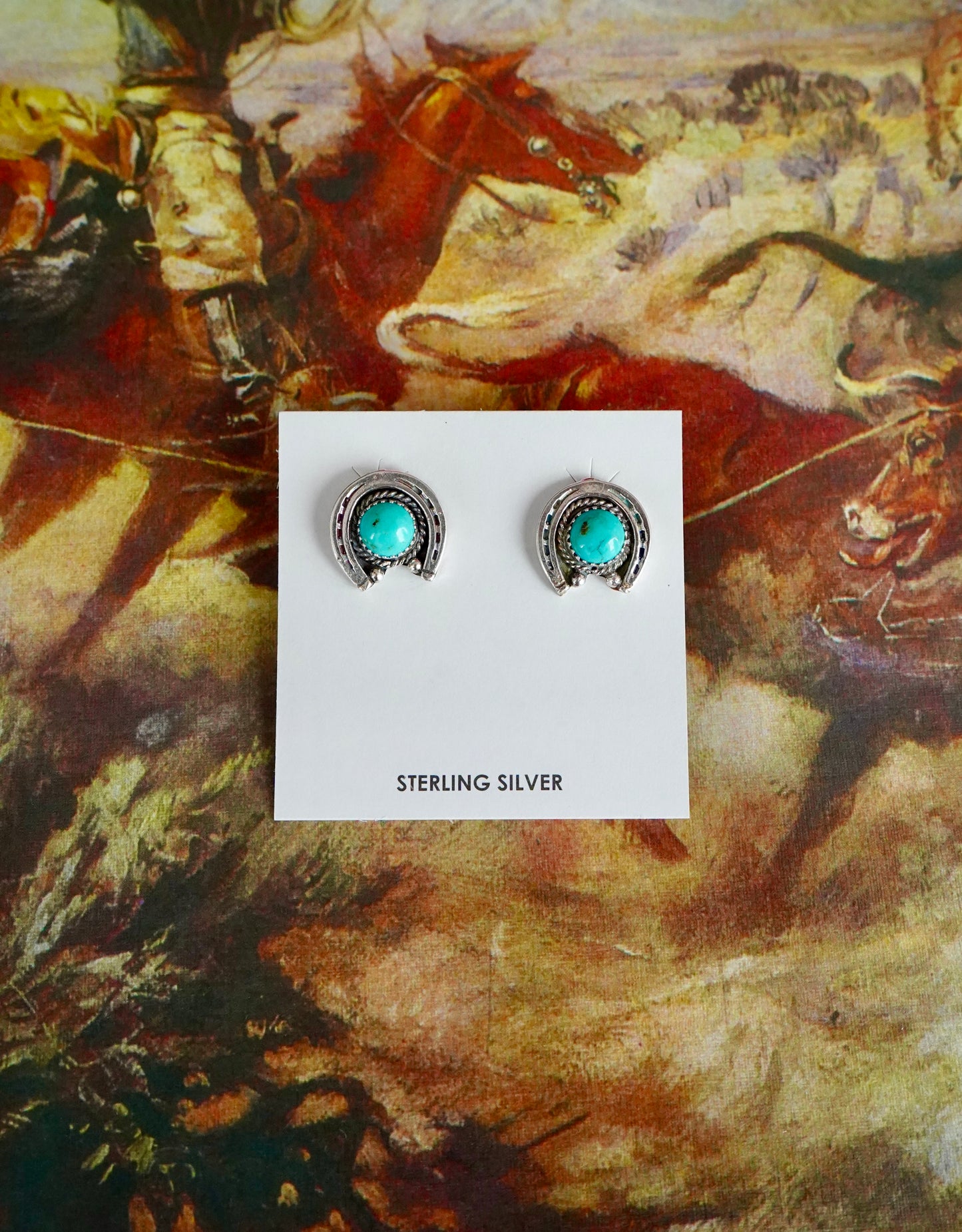 Annette Chiqito Turquoise Horse Shoe Stud Earrings