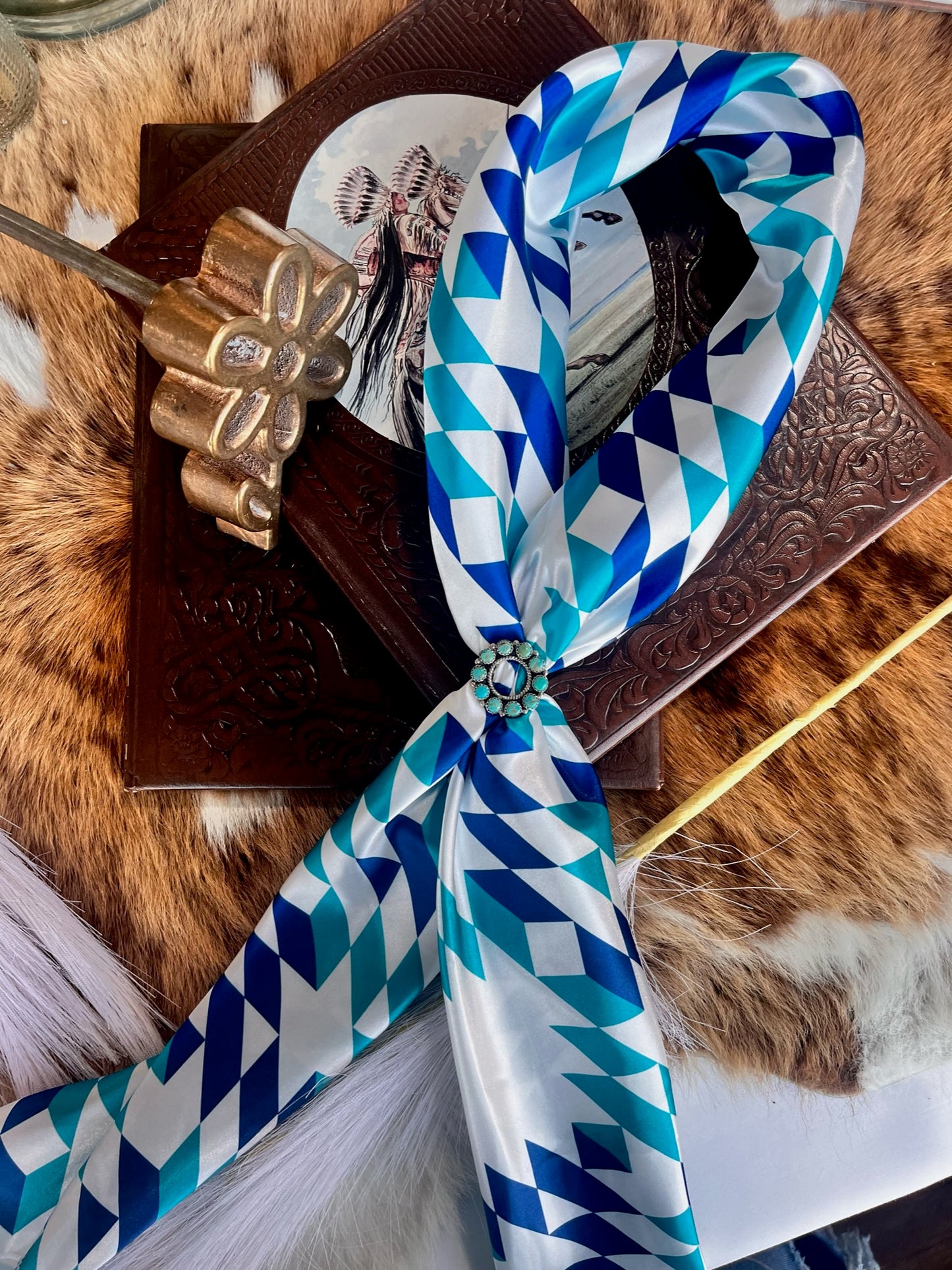 Teal, Blue, and White Aztec Rag