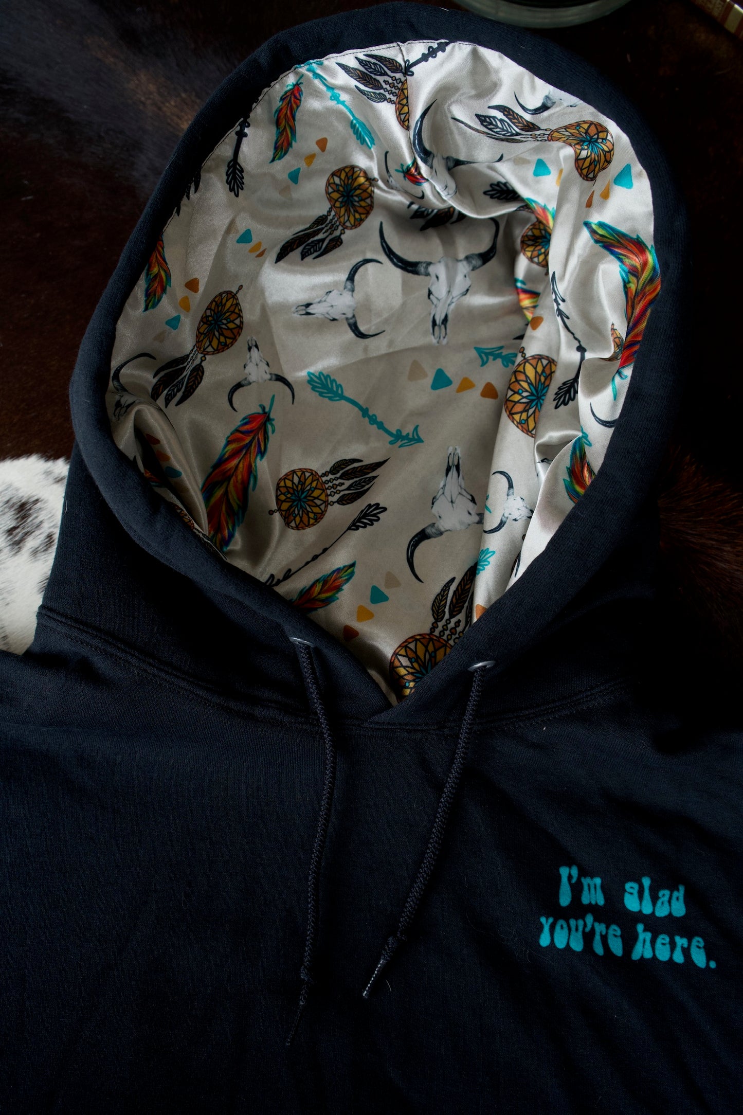 Glad You’re Here Satin Lined Hoodies