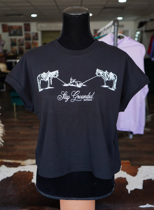 Stay Grounded Relaxed Cropped Cotton Tee