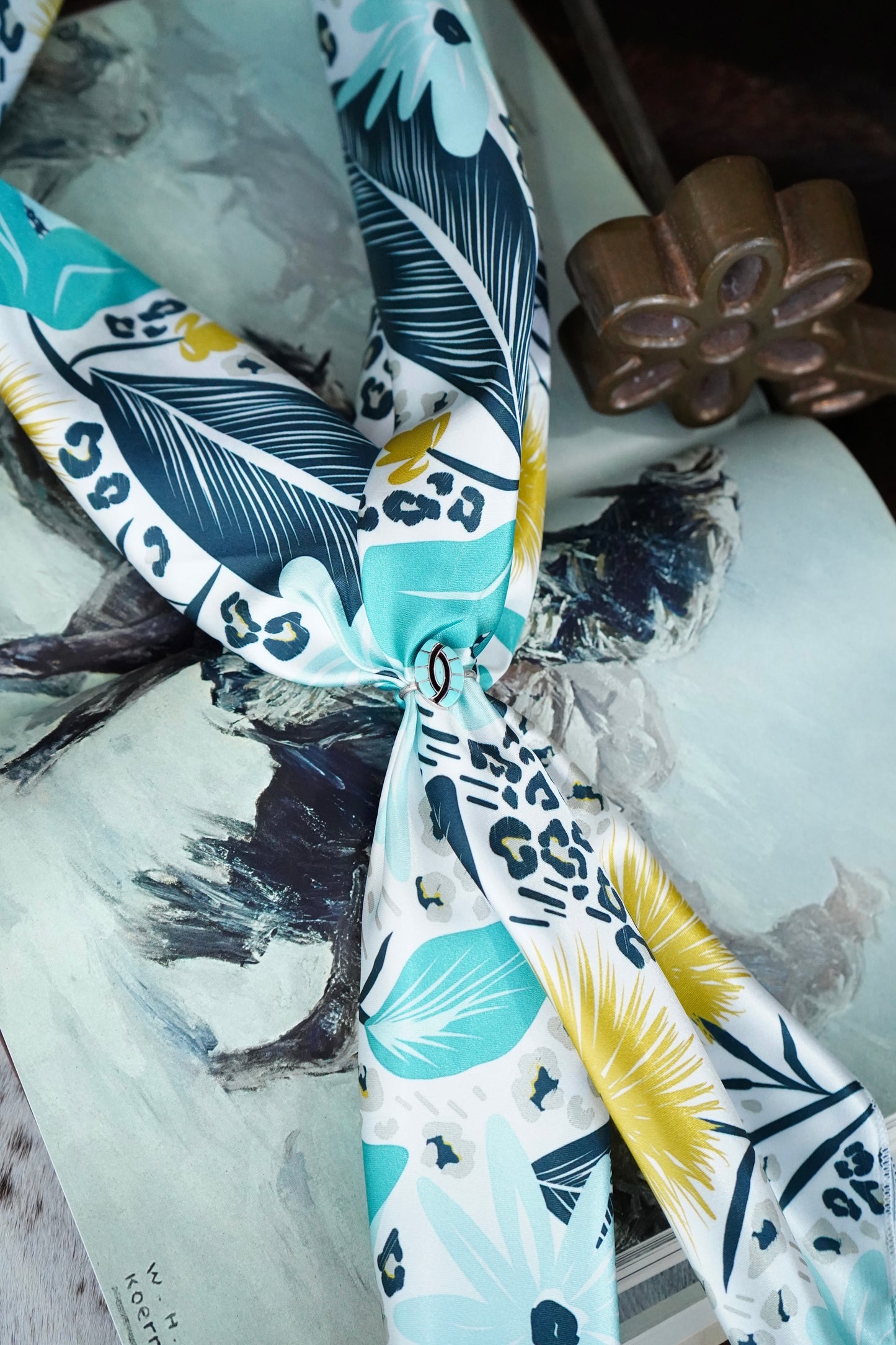 Turquoise Cheetah Floral Wildrag