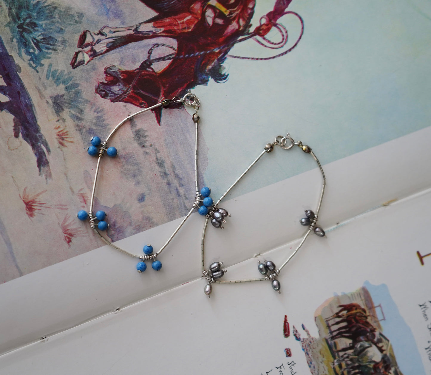 Liquid Silver w/ Bead Cluster Bracelets