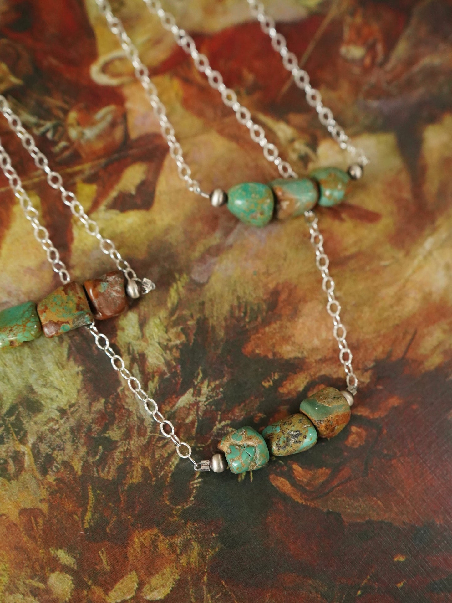 Turquoise 3 Stone Necklaces - 18”