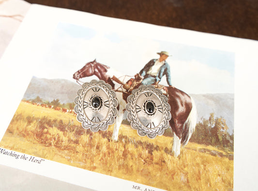 Vintage Black Onyx Concho Studs