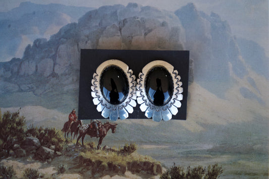 Vintage Black Onyx Statement Post Studs