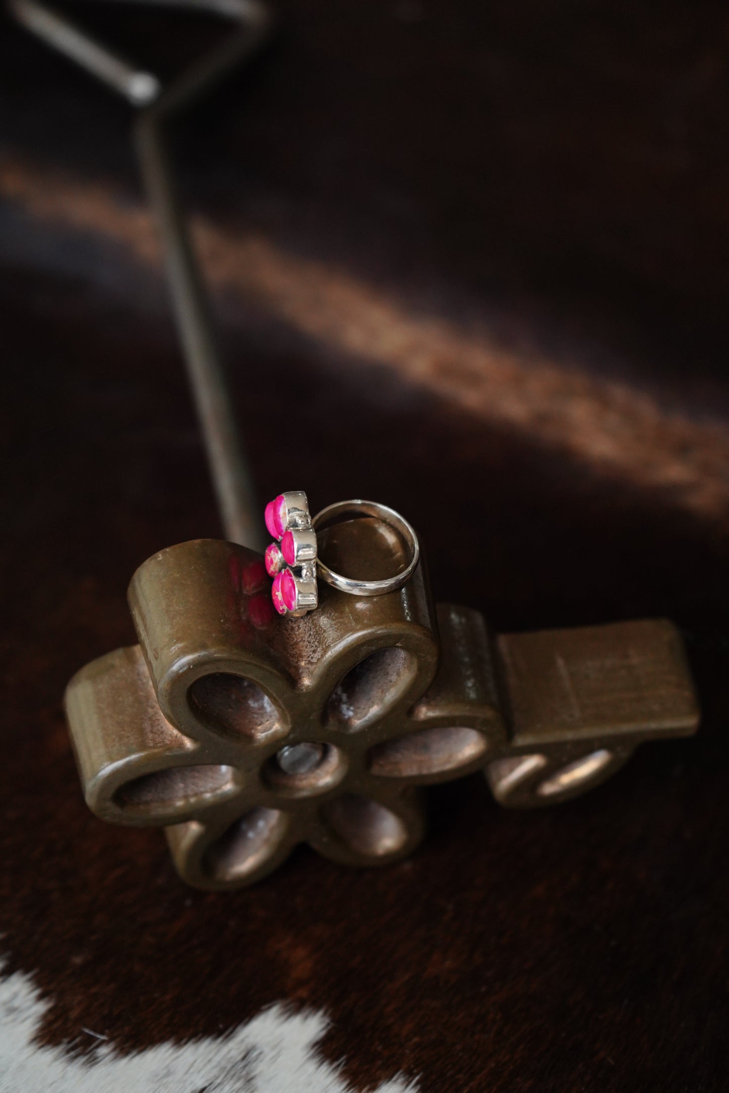 Pink Sea Sediment Jasper Flower Rings