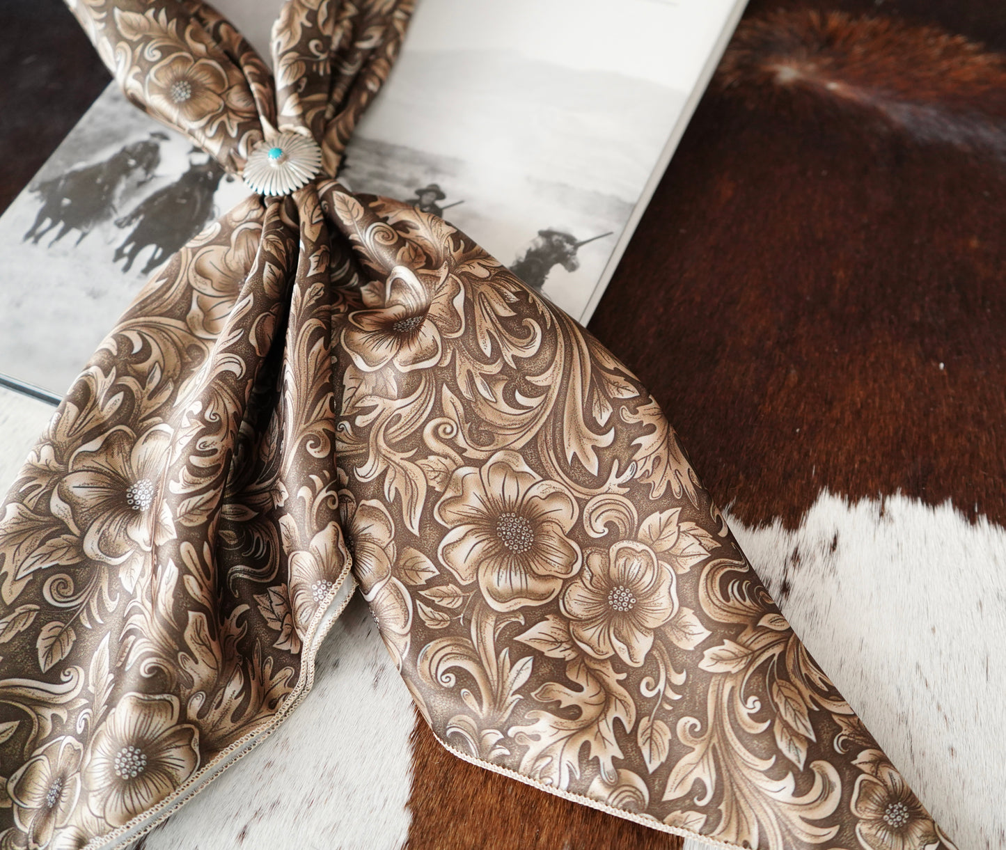 Tooled Floral Leather Wildrag
