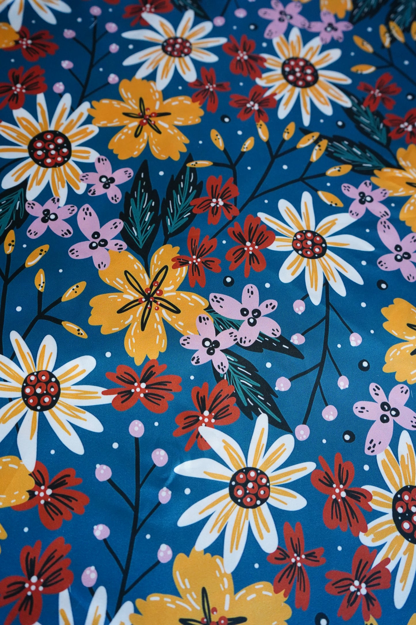 Turquoise Drawn Wildflowers Wild Rag