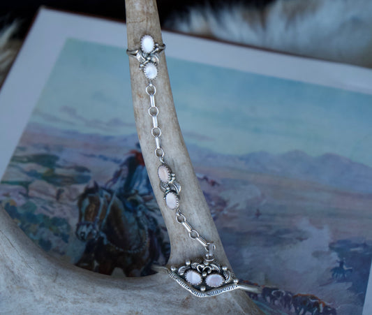 Lariat Bracelet - Dainty Six Stone Mother of Pearl