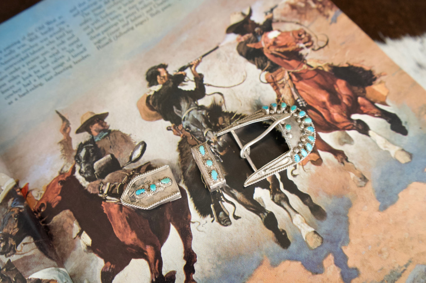 Vintage 1910’s Turquoise Zuni Belt Buckle Set