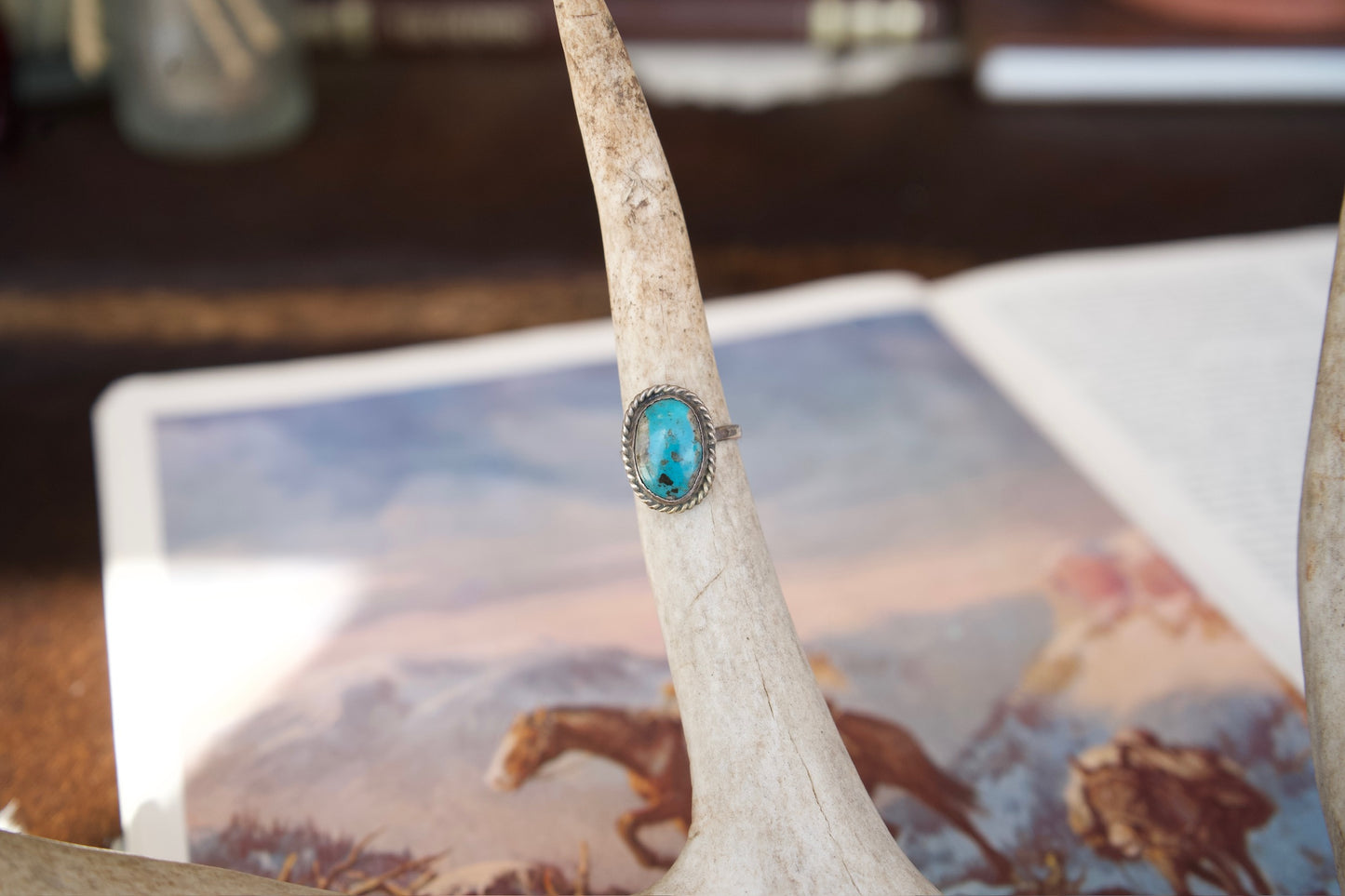 Vintage Turquoise Oval Ring Sz. 6.25