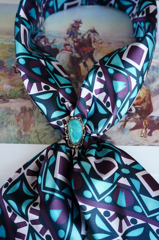 Small Black, Turquoise, & Maroon Aztec Wild Rag