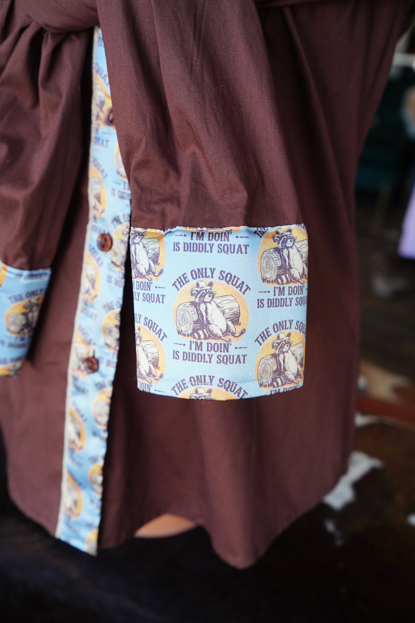 XL - Brown Cotton w/ Diddly Squat Button Down