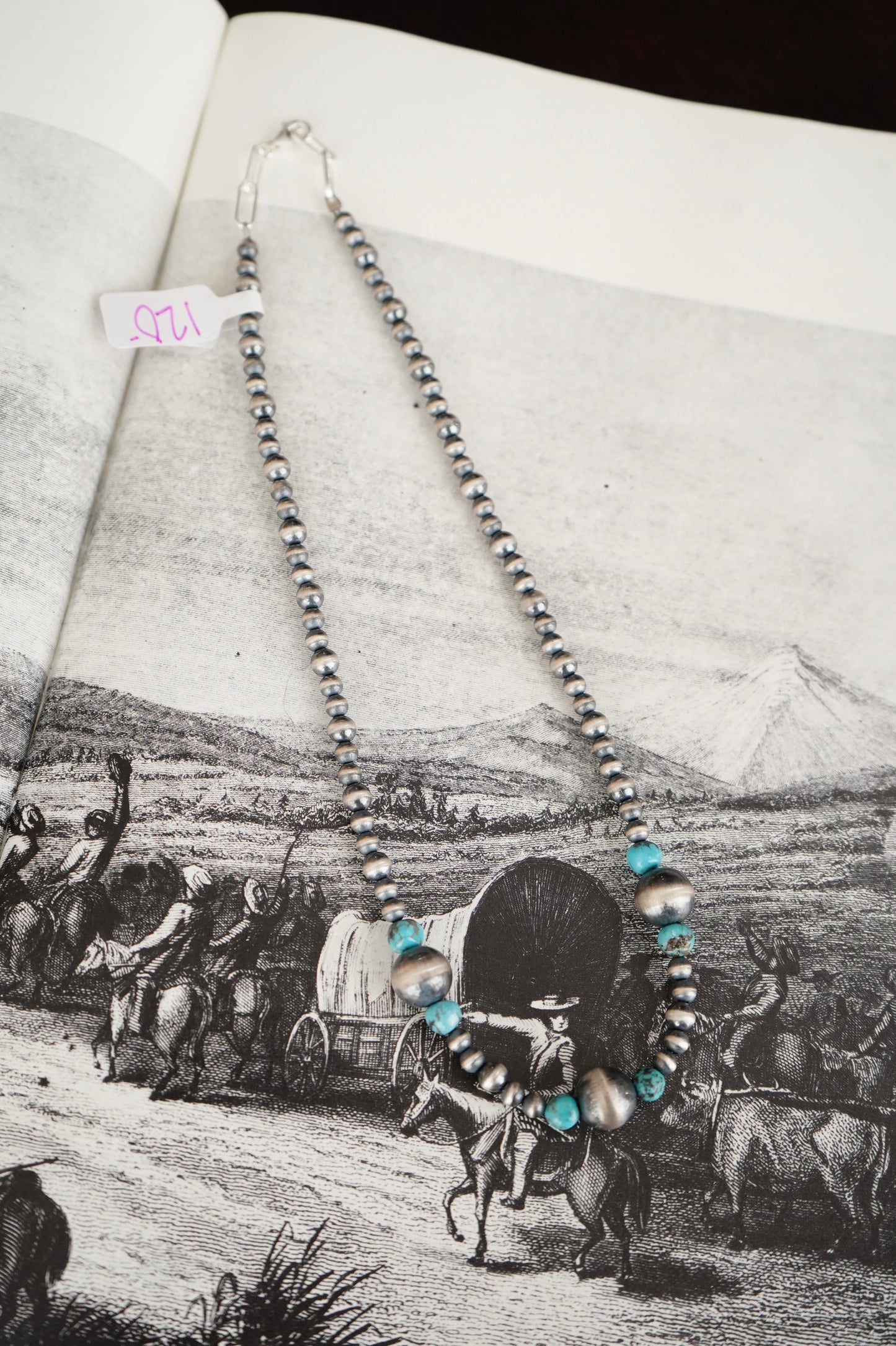 Sterling Silver Pearls & Turquoise Necklace - 16”