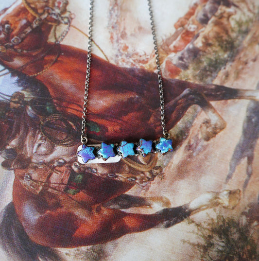 Purple Mojave 5 Stone Star Bar Necklace