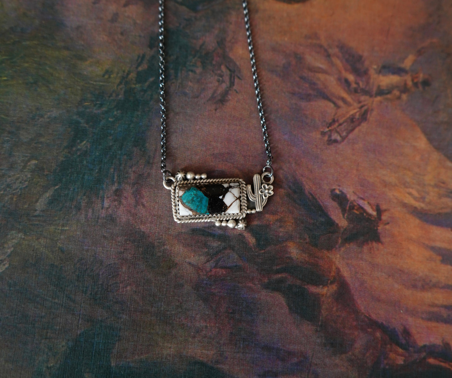 Cactus & Turquoise Bar Necklaces