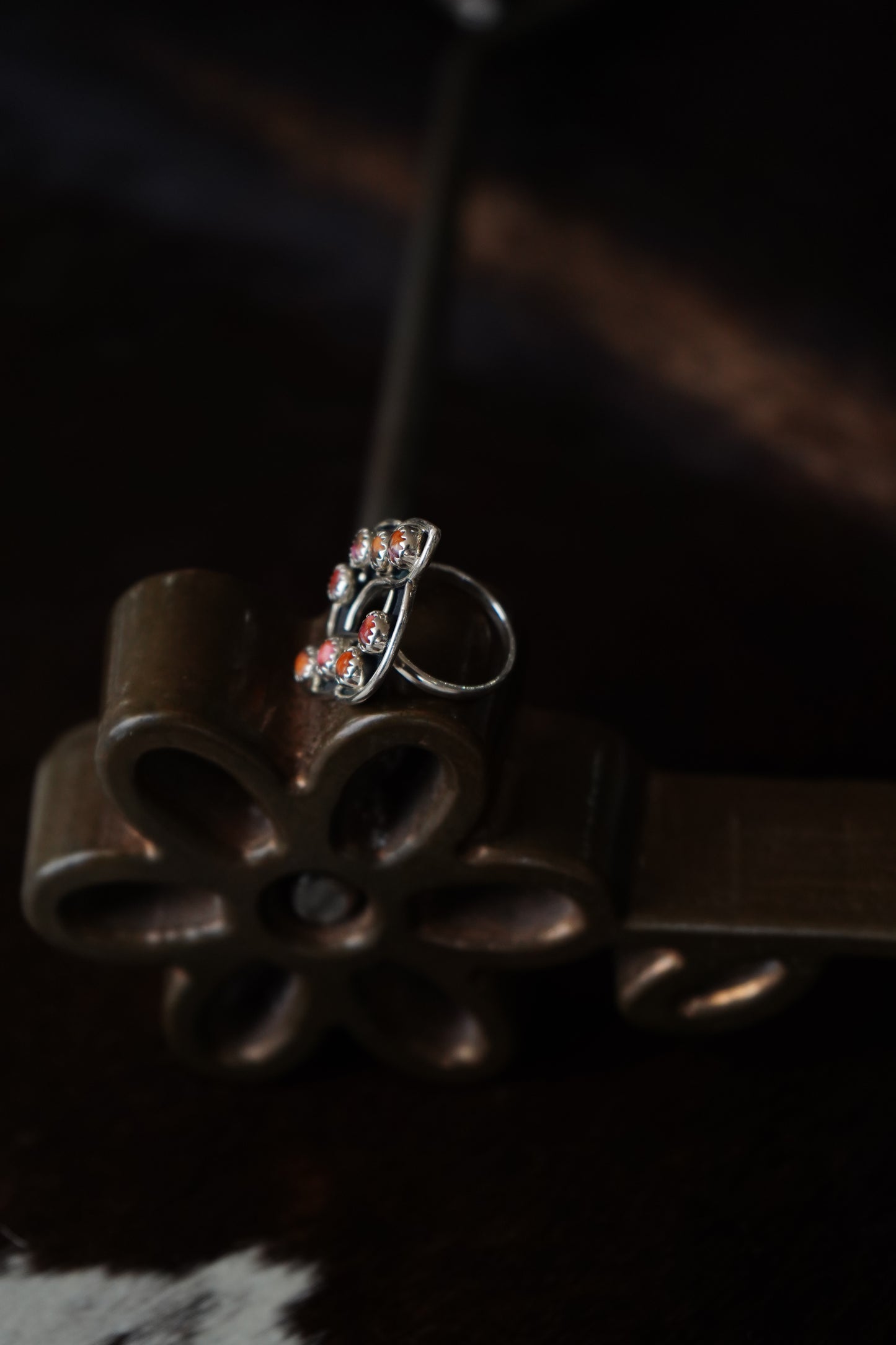 8 Stone Pink Dahlia Spiral Ring - Sz 8