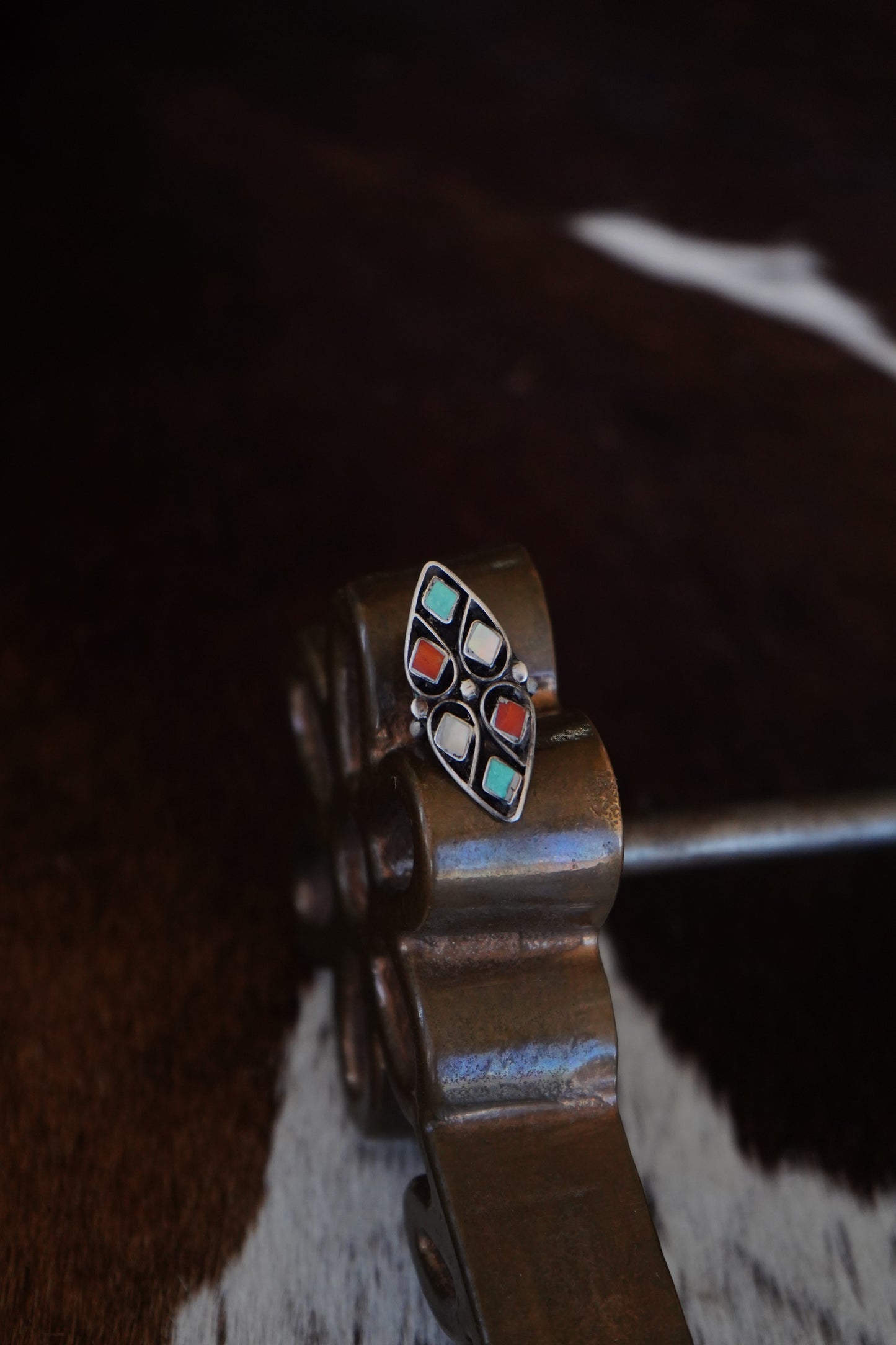 Vintage Diamond Zuni Shadow Box Ring - Sz 4
