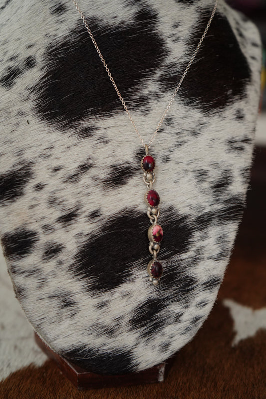 Vertical 4 Stone Rose Dahlia Pendant