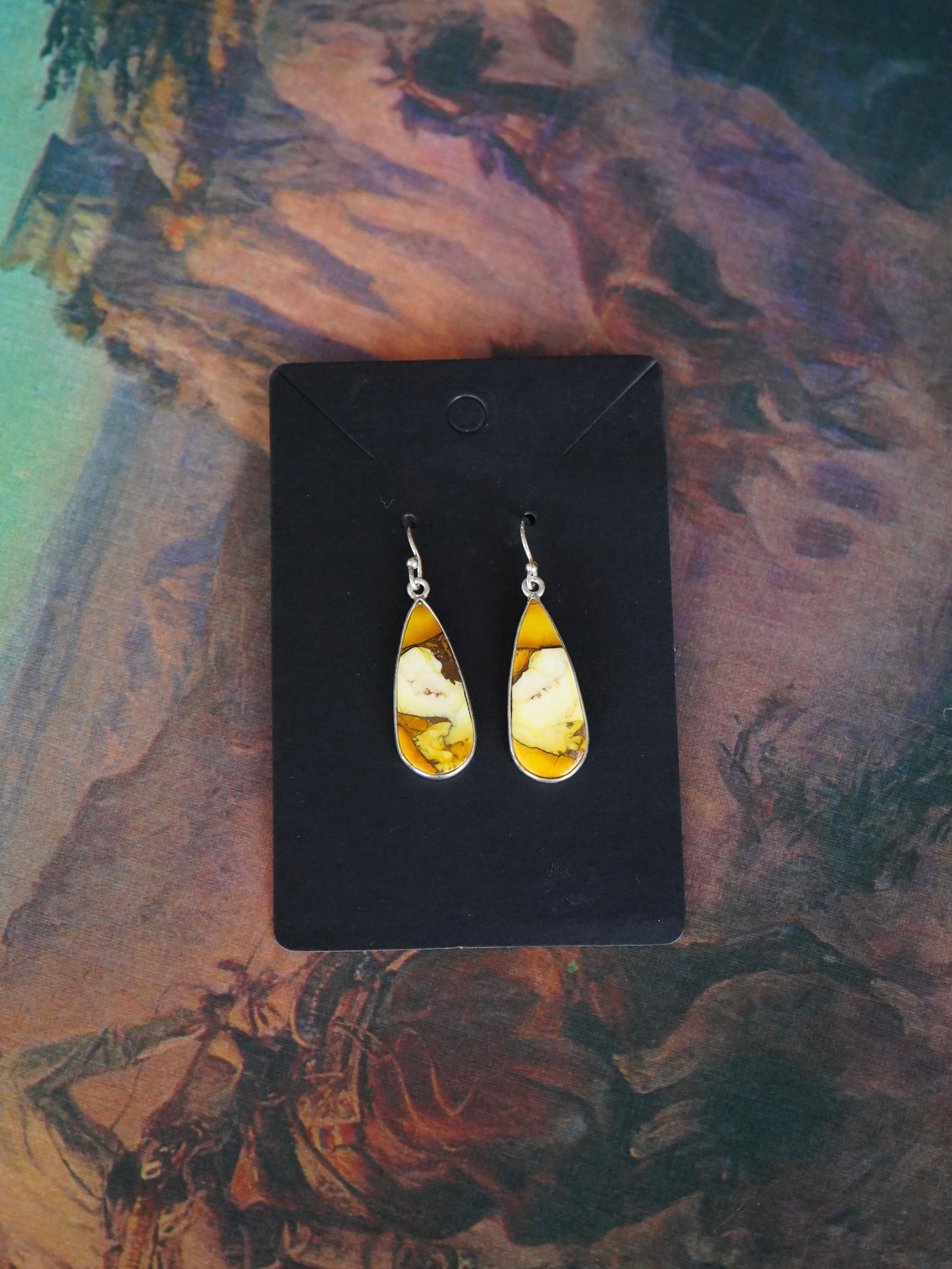 Honey Dahlia Teardrop Fish Hook Earrings