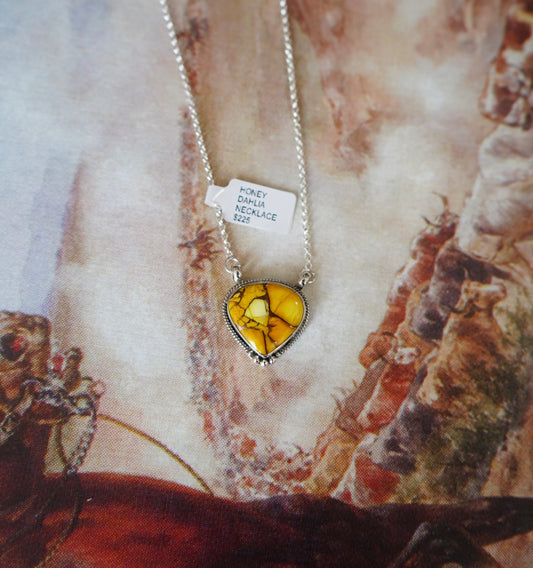 Honey Dahlia Teardrop Necklace