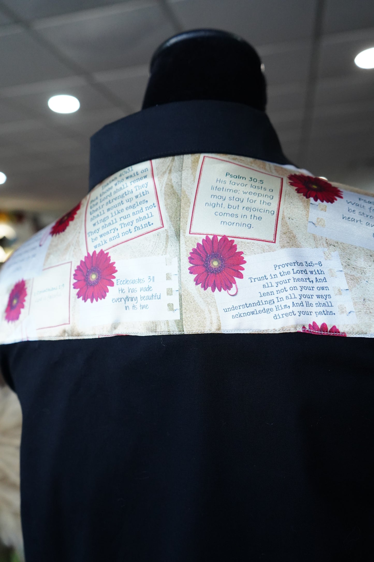 XL - Postcard Scripture on Black Cotton Button Down