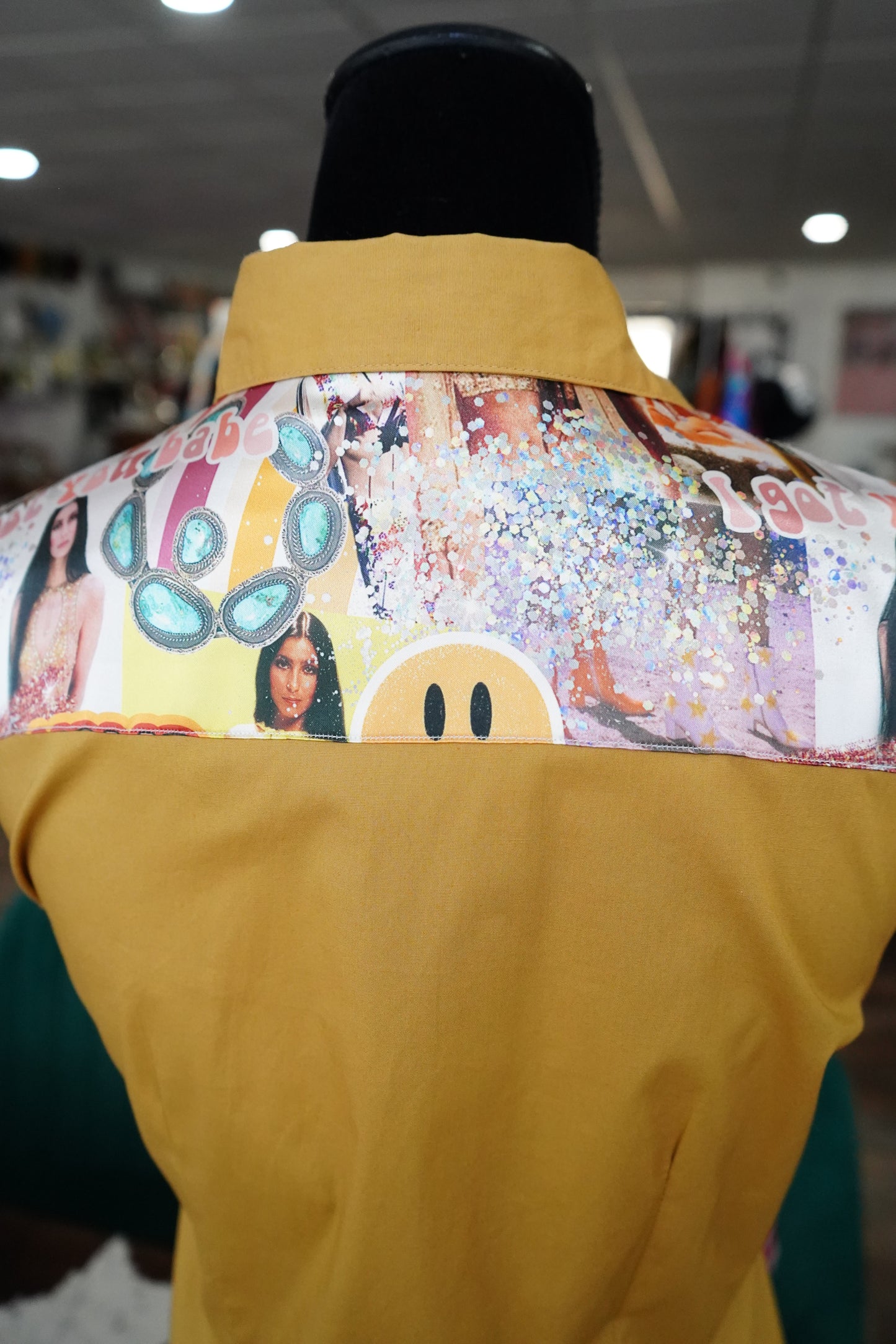 M - Cher on Mustard Cotton Button Down