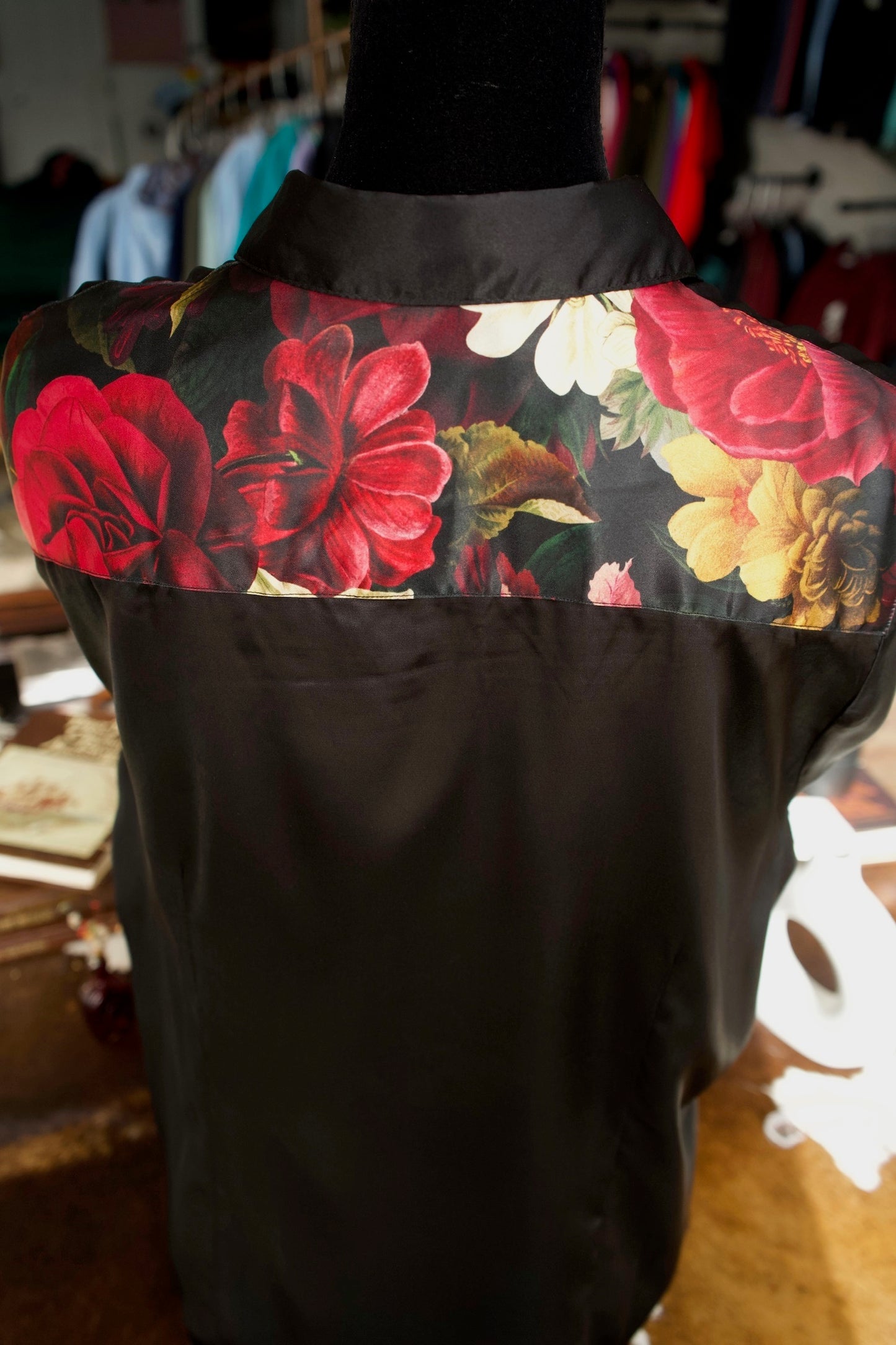 3XL - Large Moody Floral on Black Button Down