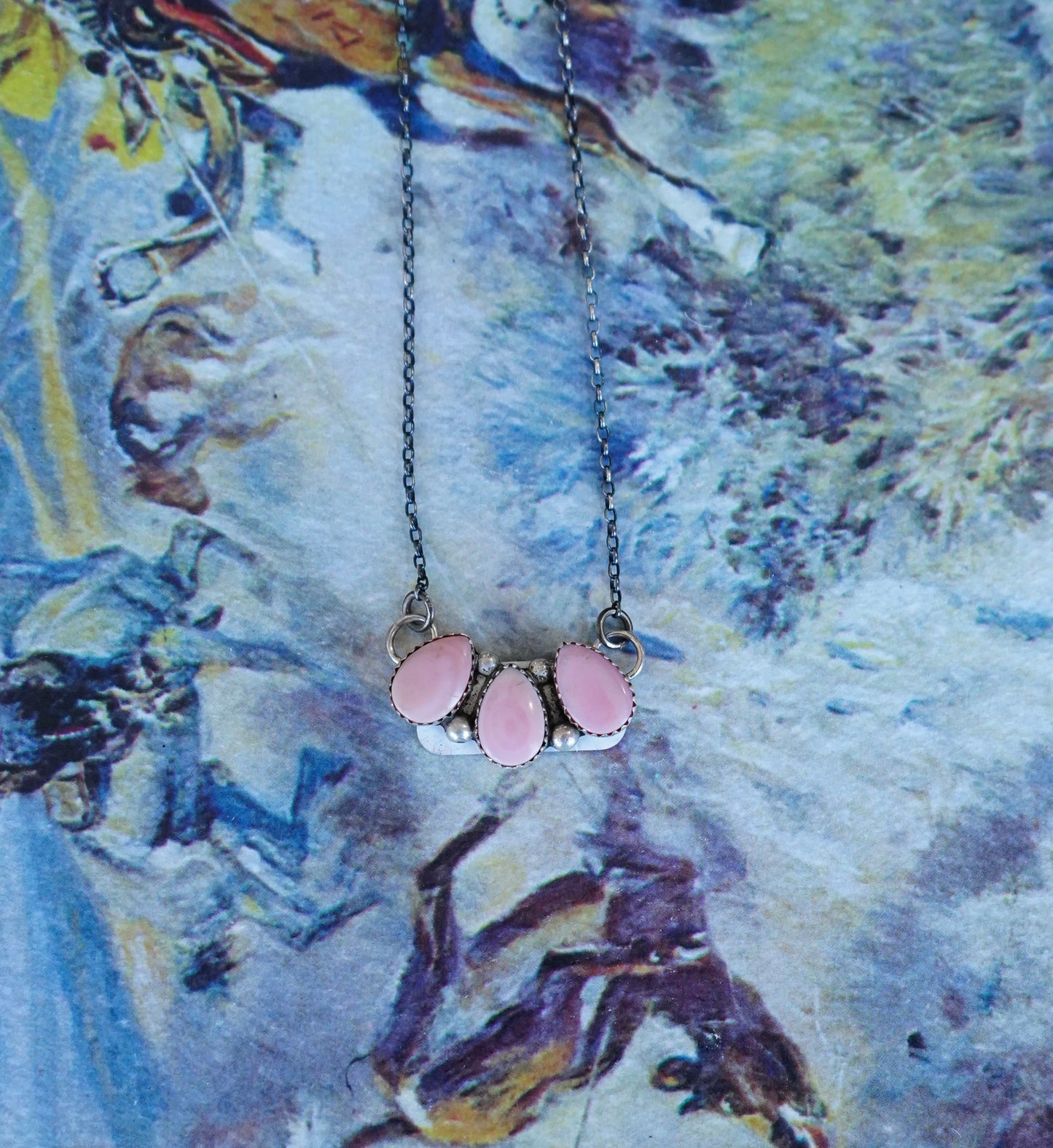 Jimson Belin 3 Stone Pink Conch Necklace