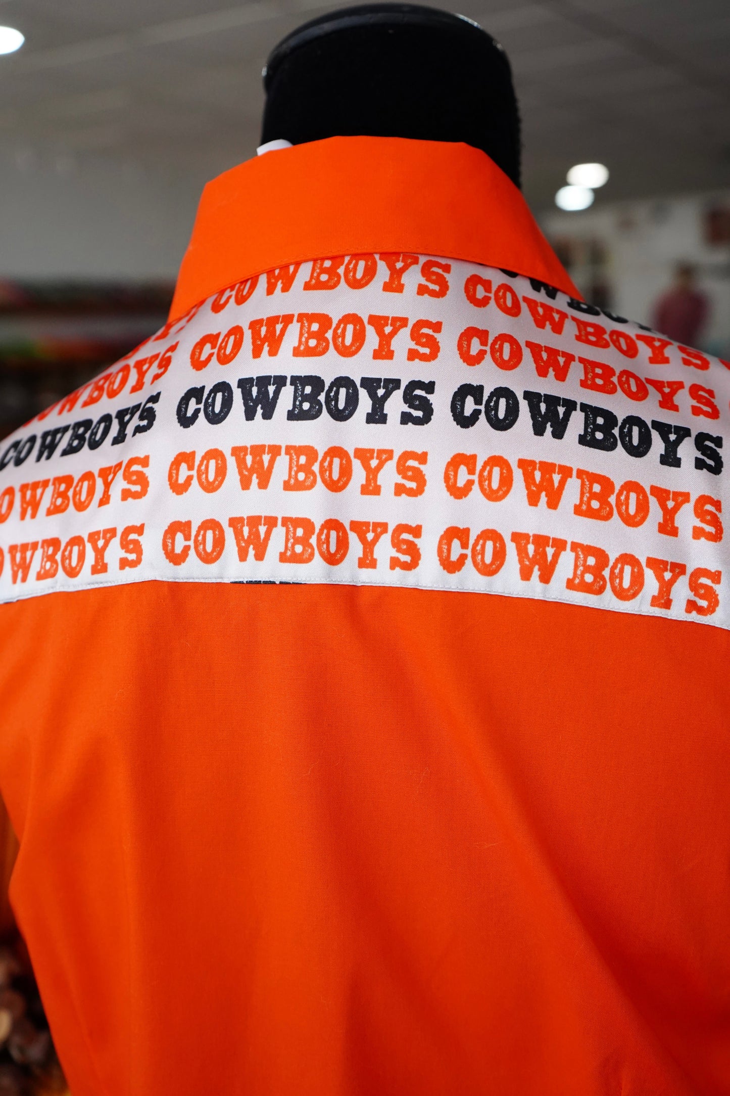 XL - Orange Cotton w/ Cowboys Button Down