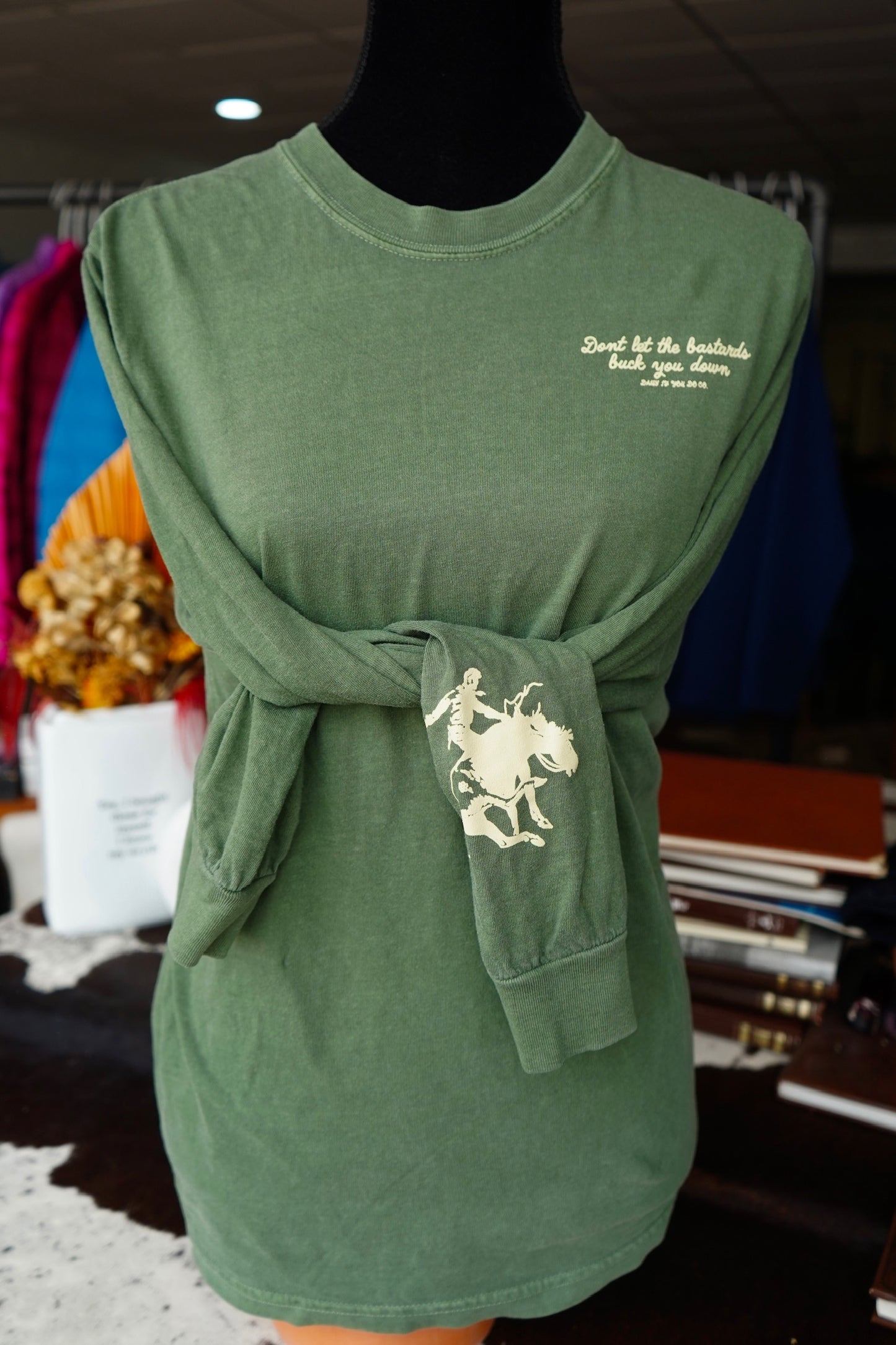Olive Bucked Down - Comfort Colors Long Sleeve