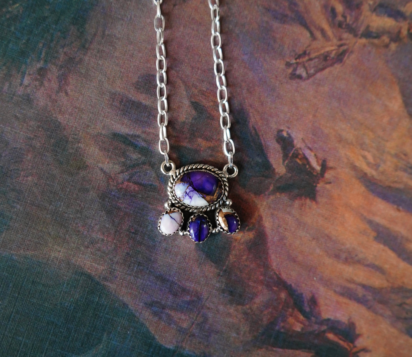 Turquoise 4 Stone Cluster Necklaces