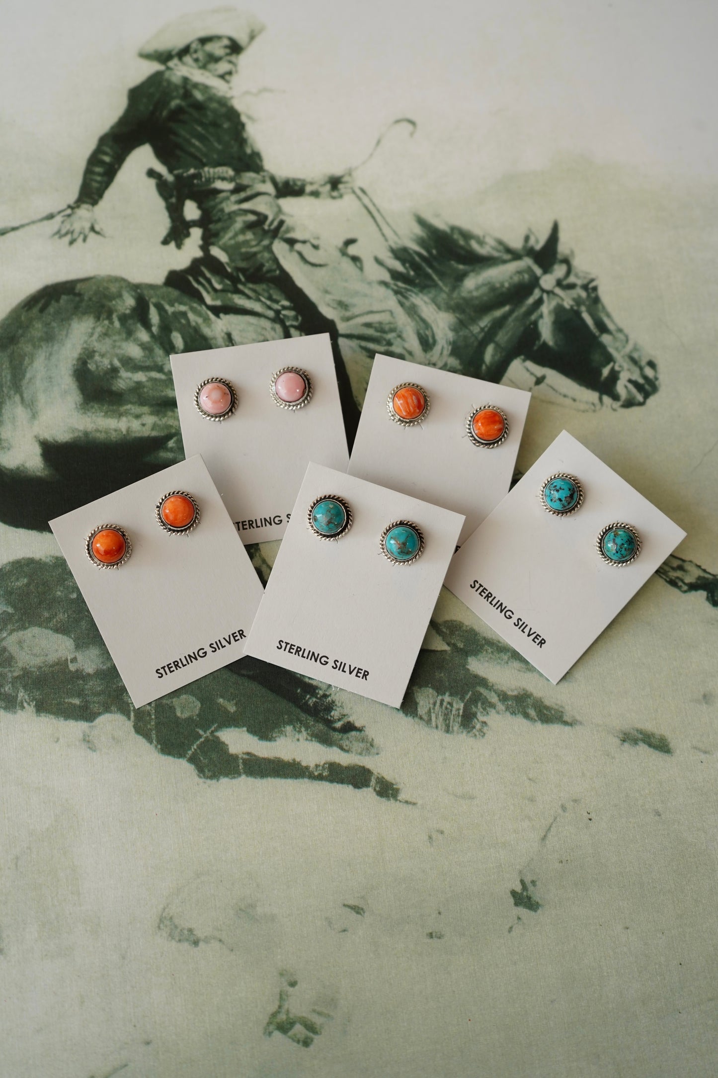 Esther White Round Stone Stud Earrings