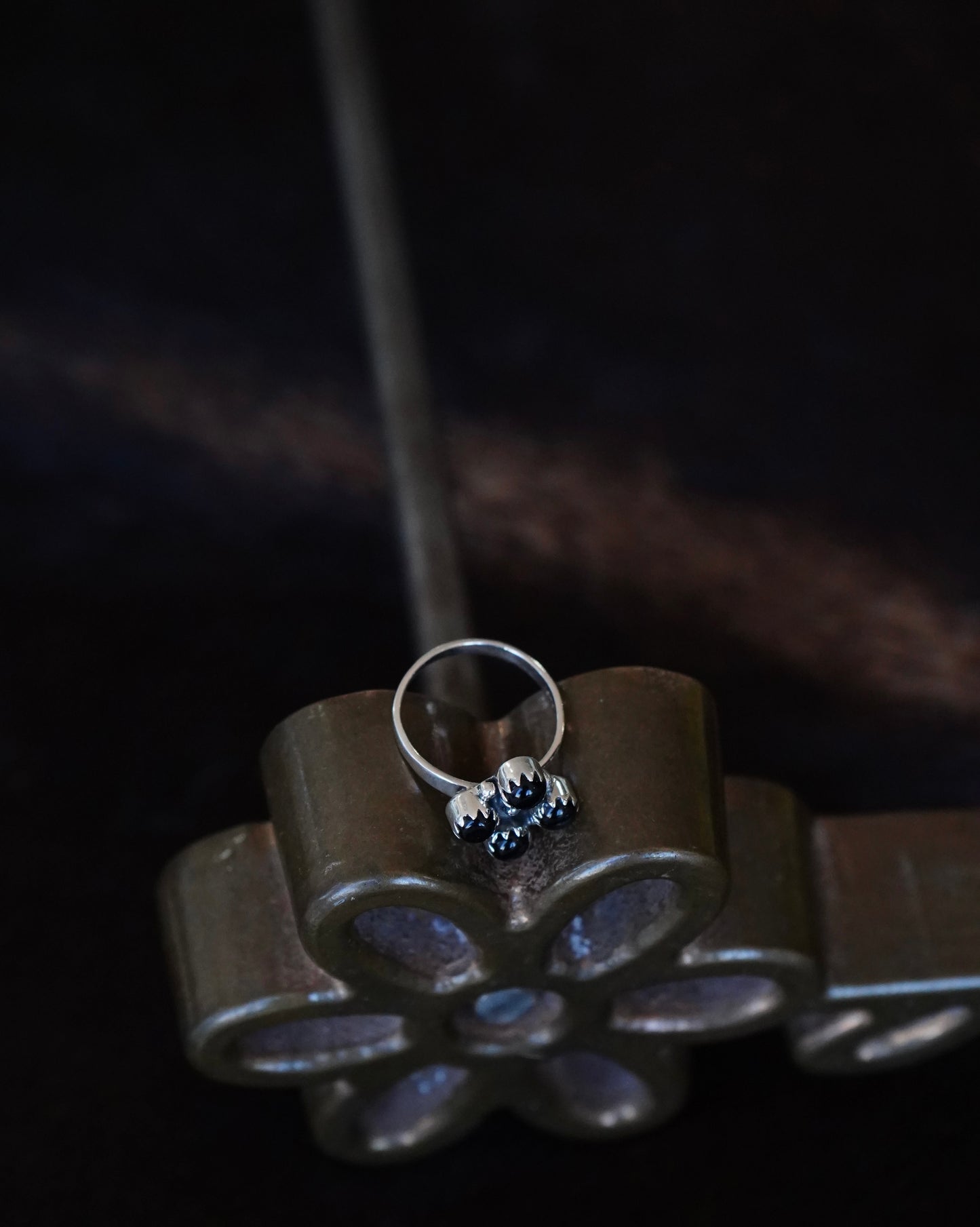 4 Stone Black Onyx Cluster Ring - Adj