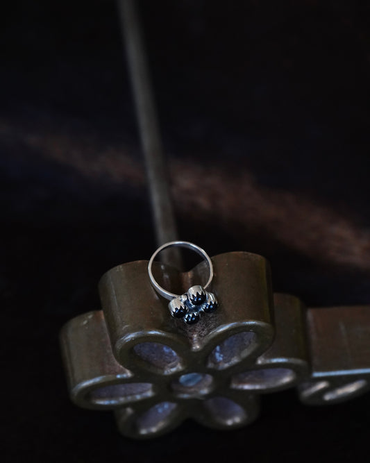 4 Stone Black Onyx Cluster Ring - Adj