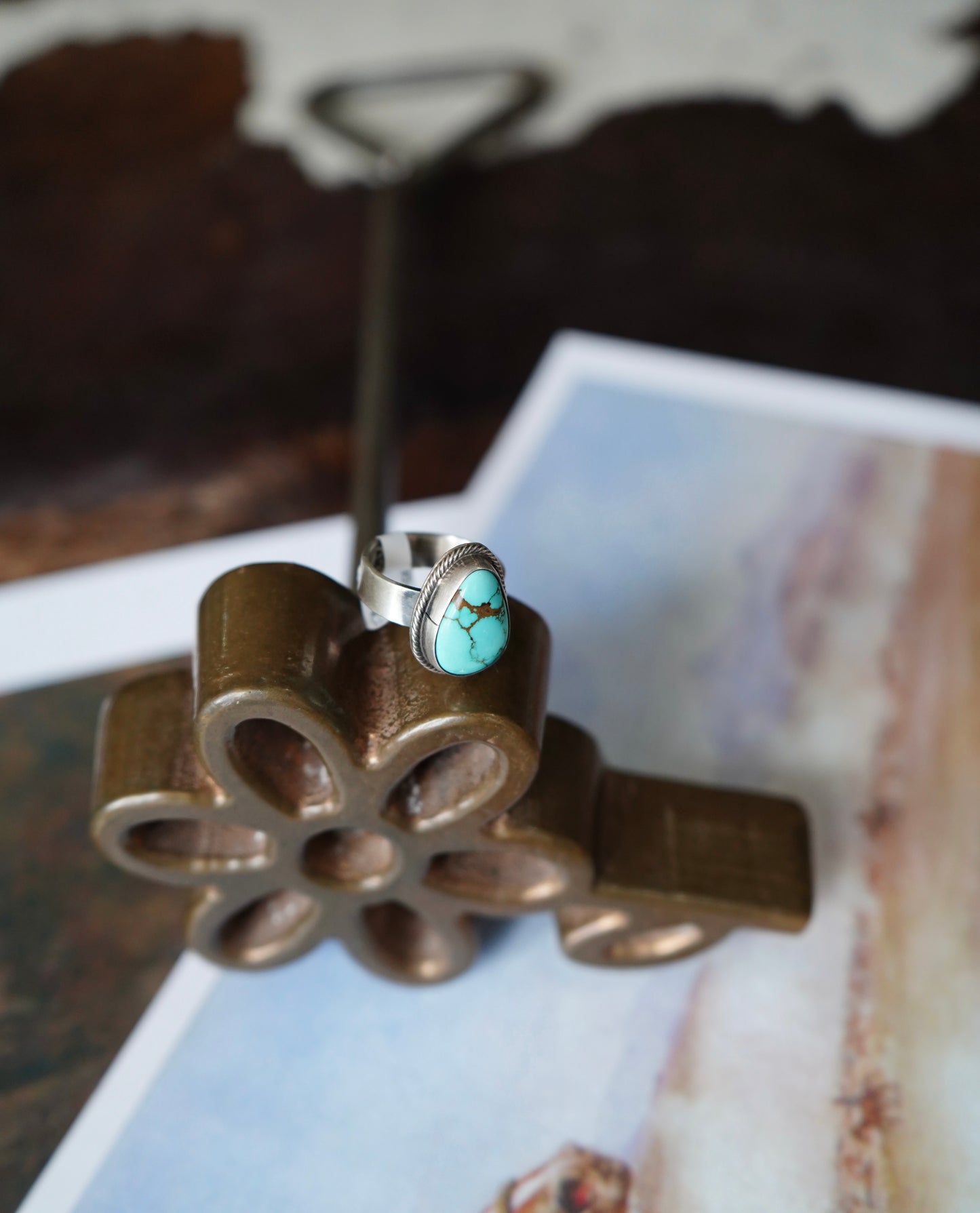 Antionette Martinez Turquoise Teardrop Ring - Adj