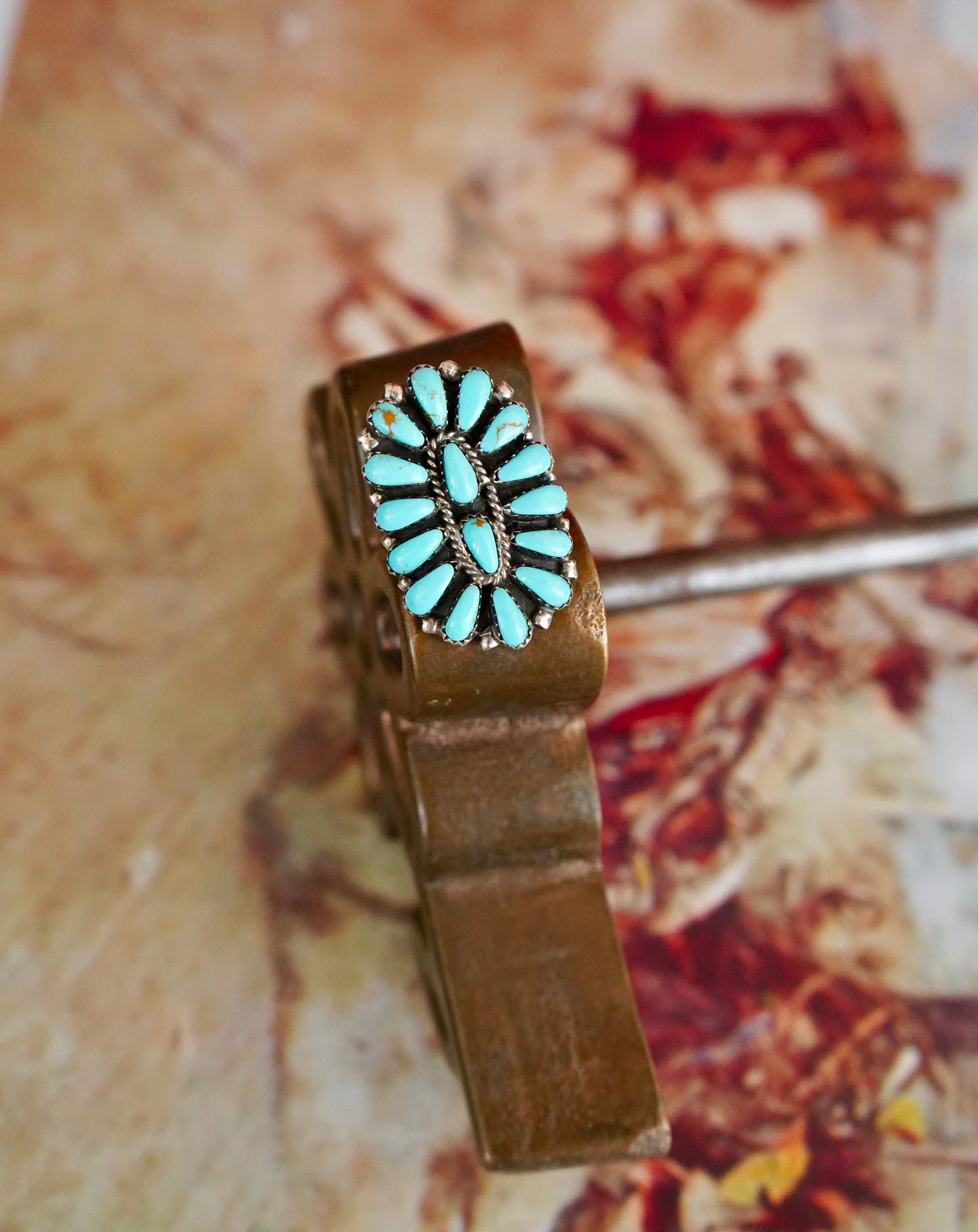 Turquoise Cluster Ring - Sz 6