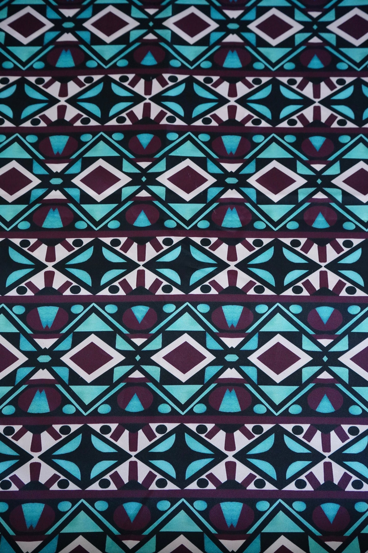 Small Black, Turquoise, & Maroon Aztec Wild Rag