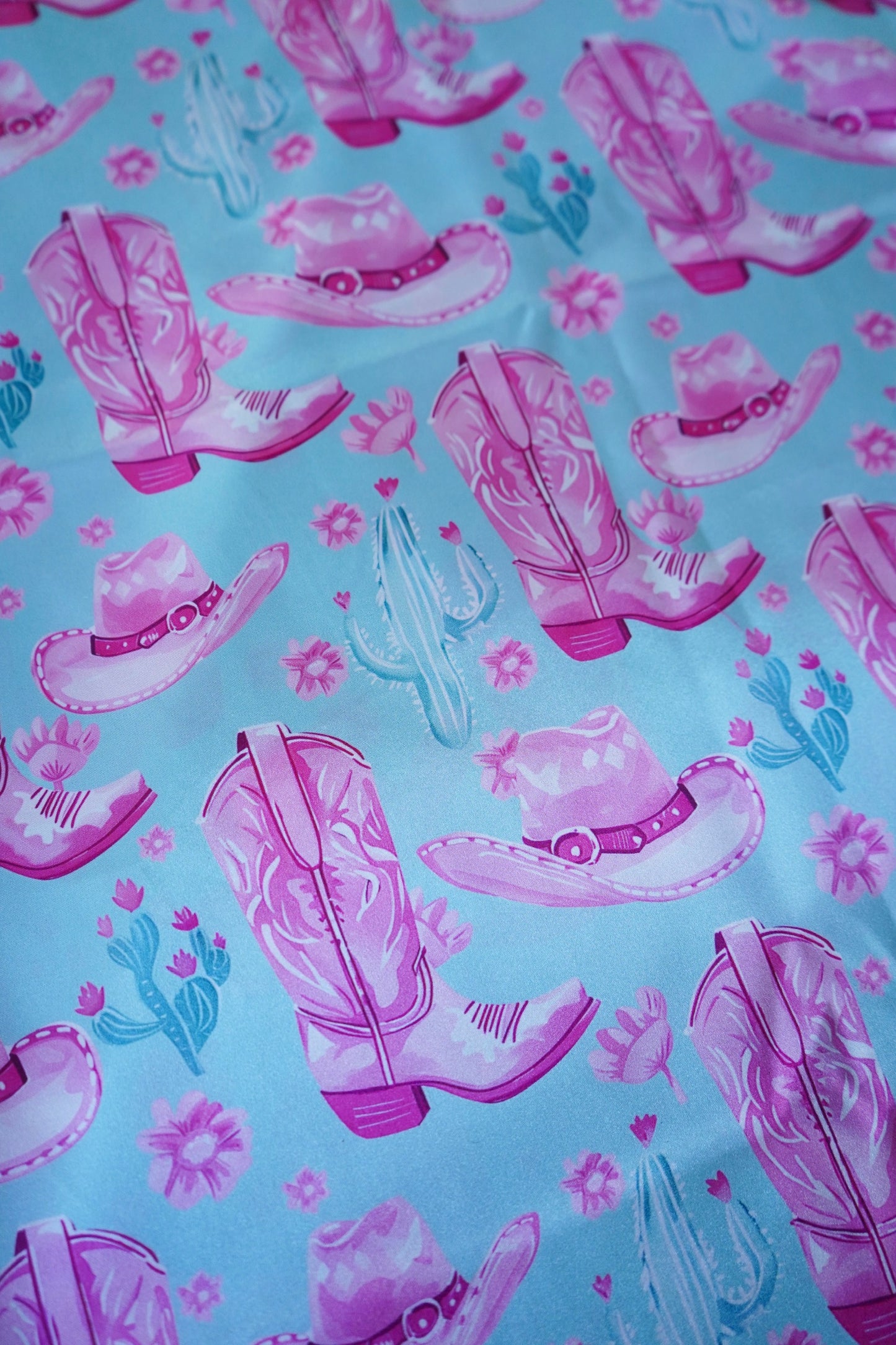 Turquoise & Pink Hats n Boots Design Wild Rags